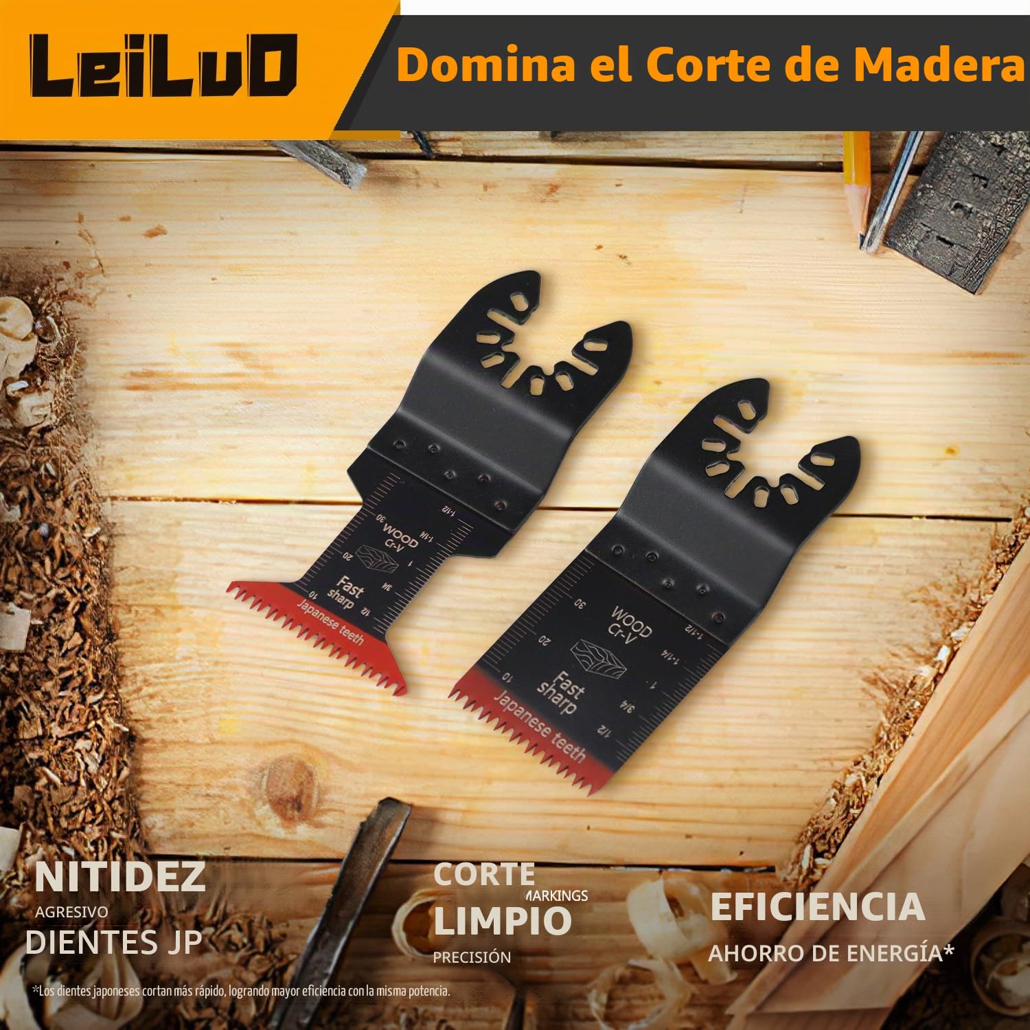 LEILUO 50 cuchillas multiusos japonesas de corte rápido, cuchillas oscilantes de material CRV, accesorios universales con funda para DeWalt, Milwaukee, Makita y más