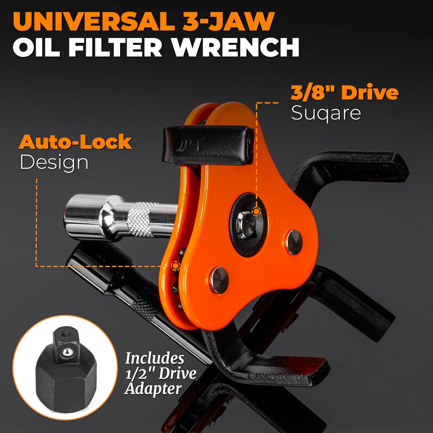 3-Jaw Adjustable Oil Filter Wrench Set