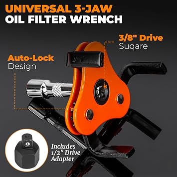 3-Jaw Adjustable Oil Filter Wrench Set