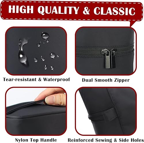 Miniatura 3 de Gloppie Bolsa de maquillaje, bolsa de cosméticos de viaje, soporte portátil para brochas de maquillaje, estuche de maquillaje negro, resistente al