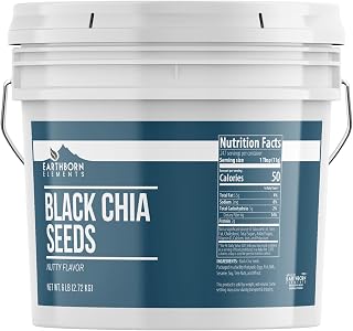 Earthborn Elements Chia Seeds 1 Gallon Bucket - Pure Nutty Flavor Bulk Superfood for Baking, Oatmeal & Smoothies