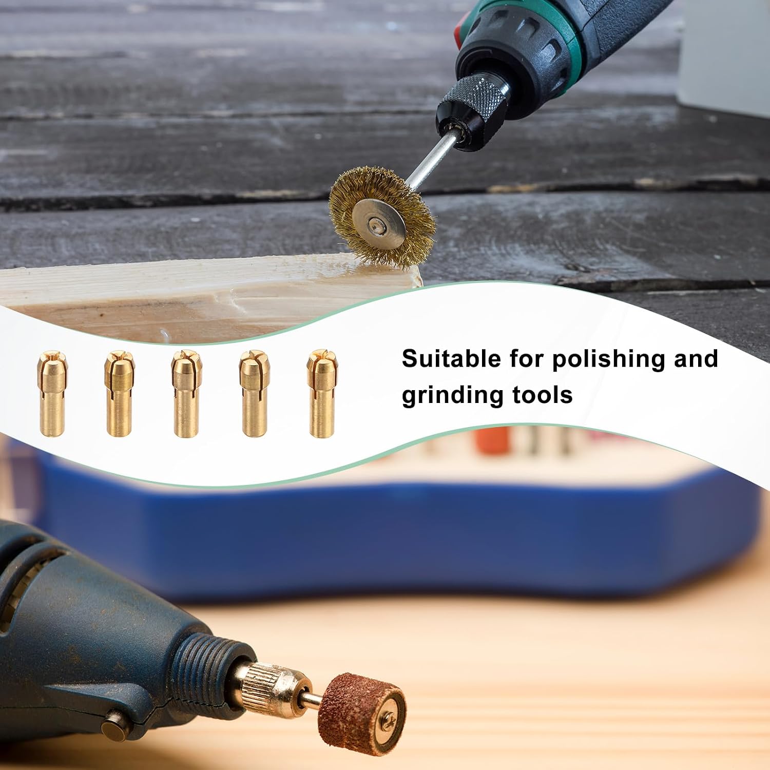 M METERXITY 10-Pack Brass Drill Chuck, 1/8 Inch/ 3.2 mm Collets Set Quick Change Replacement 4.8mm Shank Diameter for Rotary Tools/Electric Drills [Golden] image 5