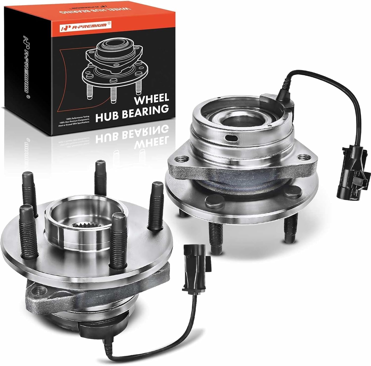 A-Premium 2 x Front Wheel Bearing and Hub Assembly with ABS & 5-Lug Compatible with Chevrolet Malibu 2004-2012, HHR SS 2008-2010, Cobalt SS 2008-2010, Pontiac G6 2006-2010, Saturn Aura 2007-2009
