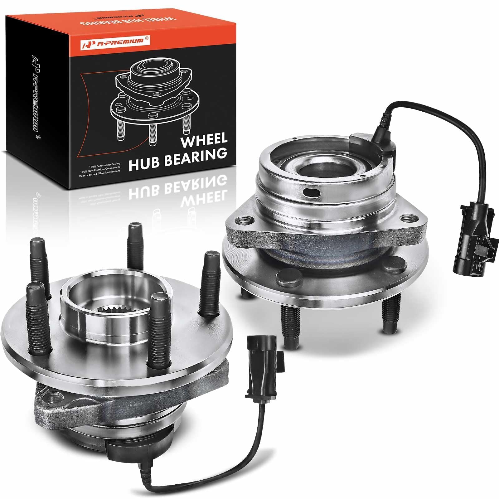 A-Premium 2 x Front Wheel Bearing and Hub Assembly with ABS & 5-Lug Compatible with Chevrolet Malibu 2004-2012, HHR SS 2008-2010, Cobalt SS 2008-2010, Pontiac G6 2006-2010, Saturn Aura 2007-2009