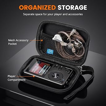 MP3 Player Case Compatible with HIFI WALKER H2 and H2 Touch, Hard EVA Portable Carrying Case for MP3 Player, Earphones, USB Cable and Memory Cards, Travel Storage Bag, Case Only