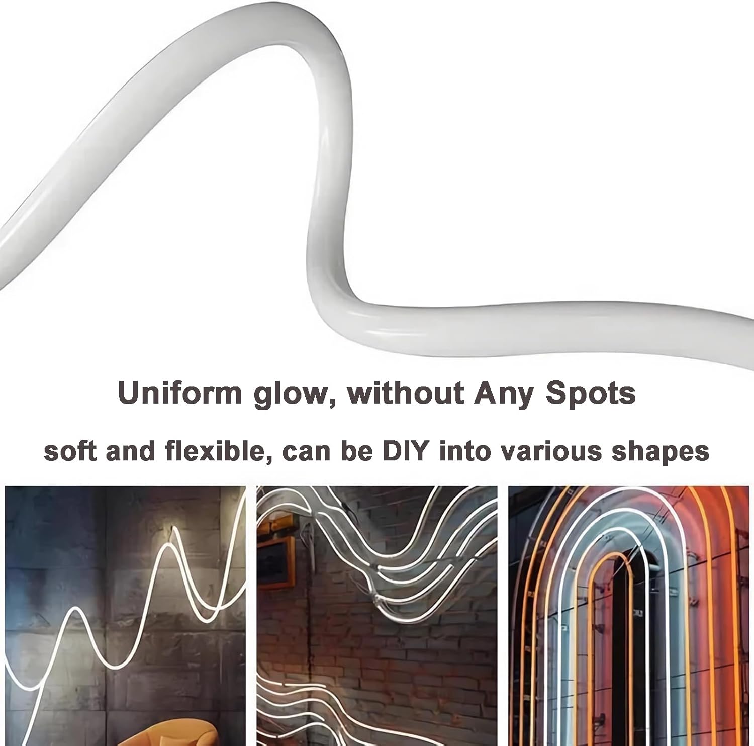 JARBIH 5M/16.4Ft 360°Round LED Neon Tube, Silicone Diffuser Channel, Flexible Neon Sign Tube Tape IP65 Waterproof Light Strip Cover for Outdoor and Indoor, Tube Diameter 13mm for 5mm LED Strip