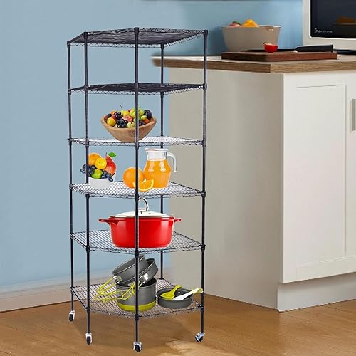 Miniatura 61 de BELANITAS Estantería de alambre de 4 niveles, estante de almacenamiento de acero, estante de almacenamiento de metal ajustable, estantes