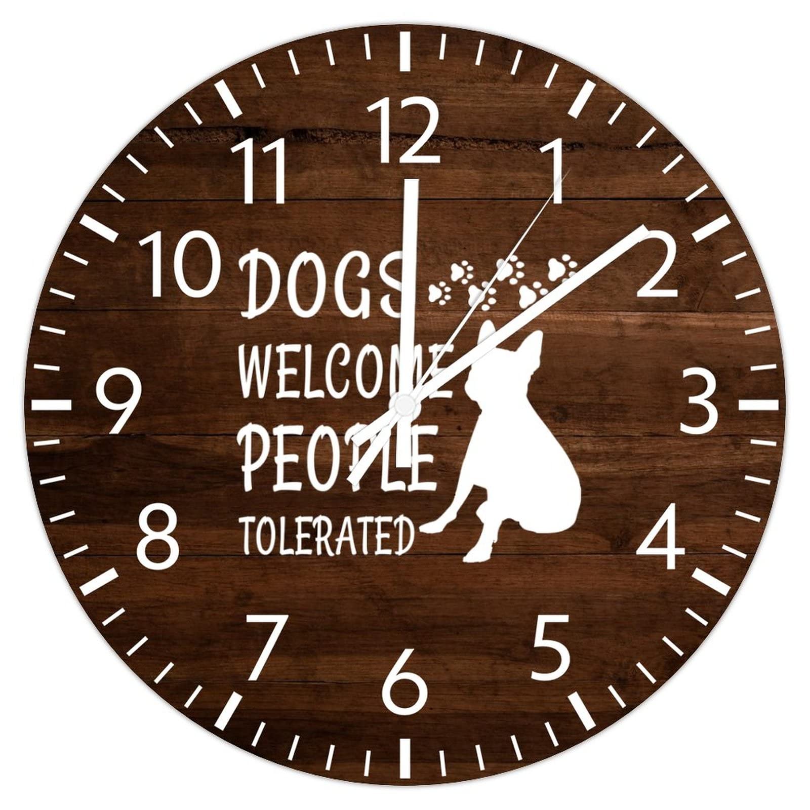 Horloge murale silencieuse avec chiens de bienvenue sans tic-tac