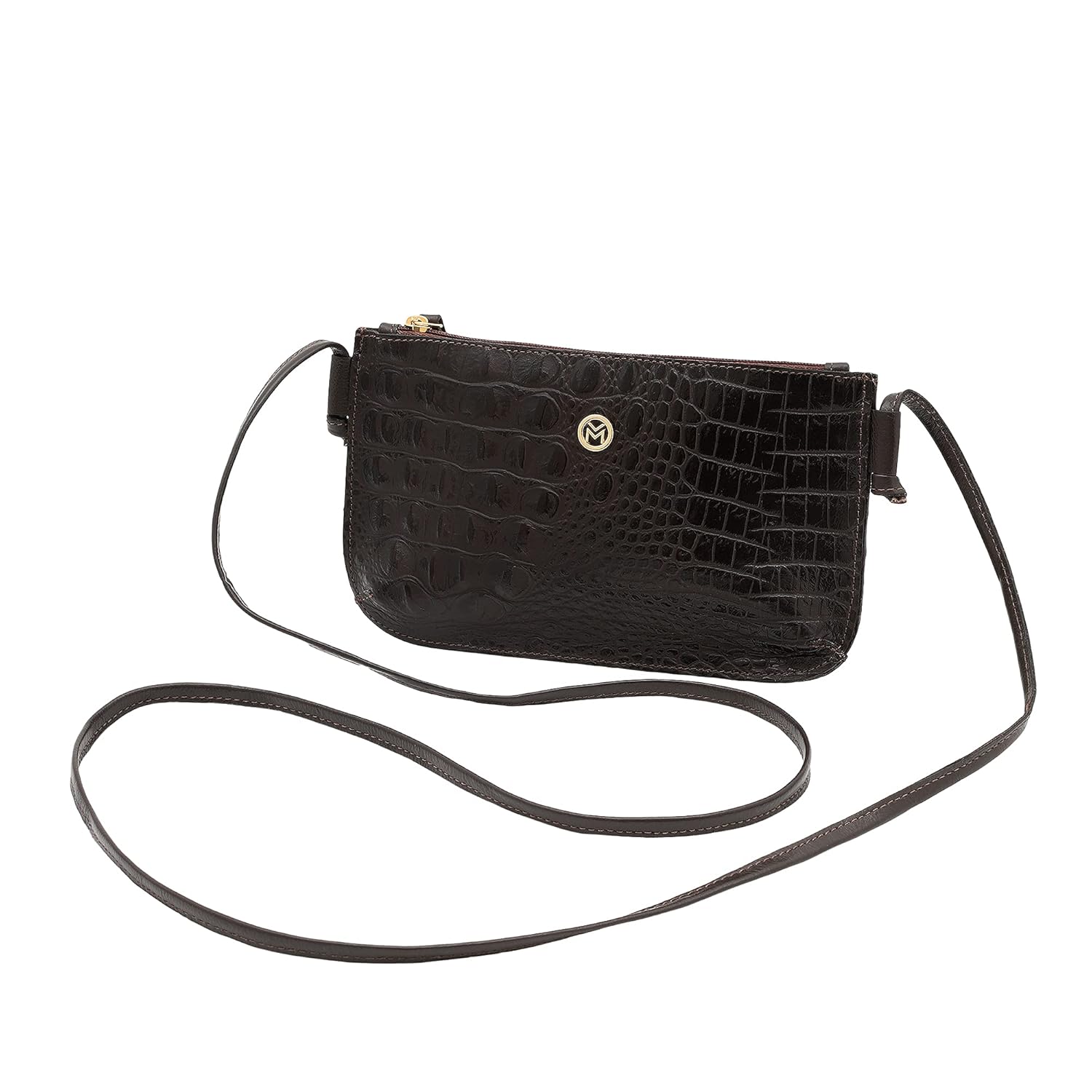 Bolsa Feminina Couro Legítimo Fechamento Zíper Alça Tranversal Mariart 202