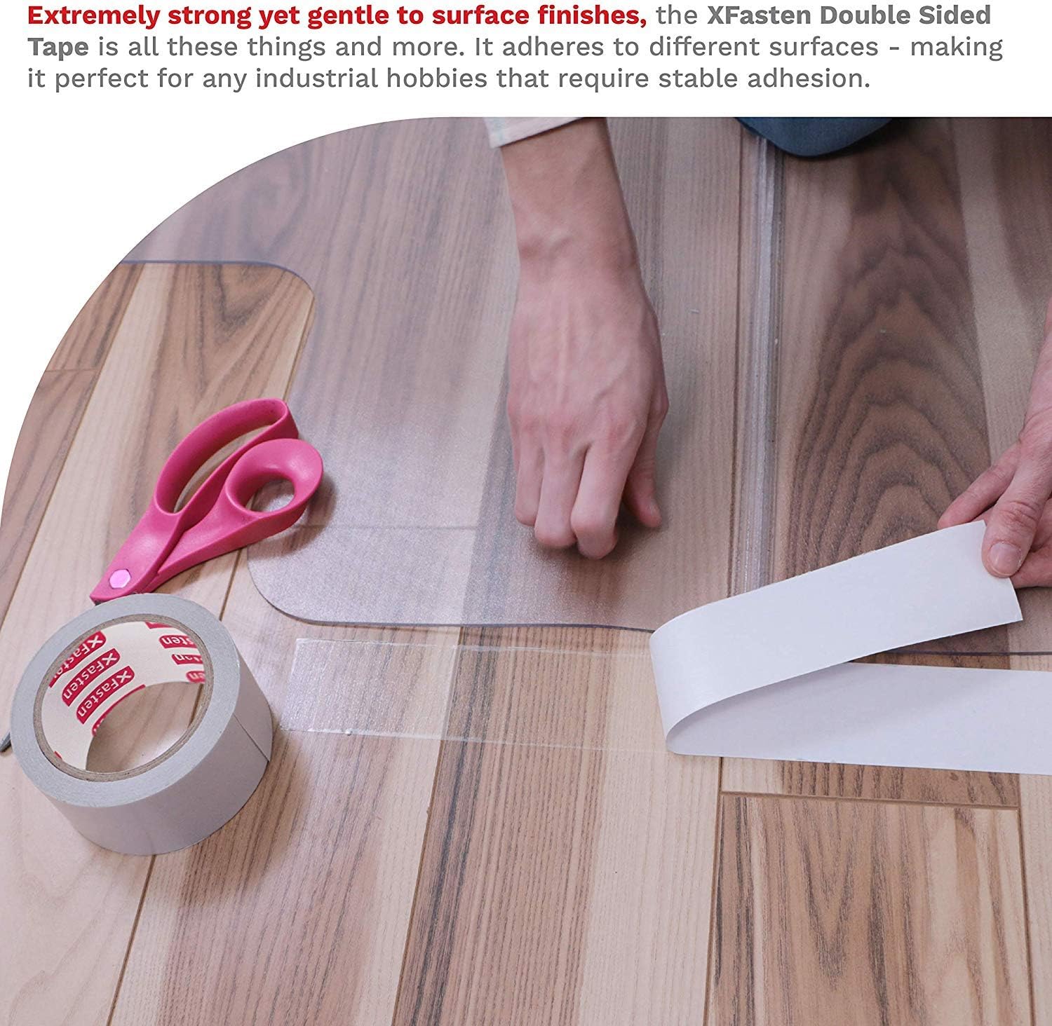 XFasten Double Sided Tape Clear, Removable, 2-Inch by 30-Yards, Ideal as a Gift Wrap Tape, Holding Carpets, and Woodworking - Image 5