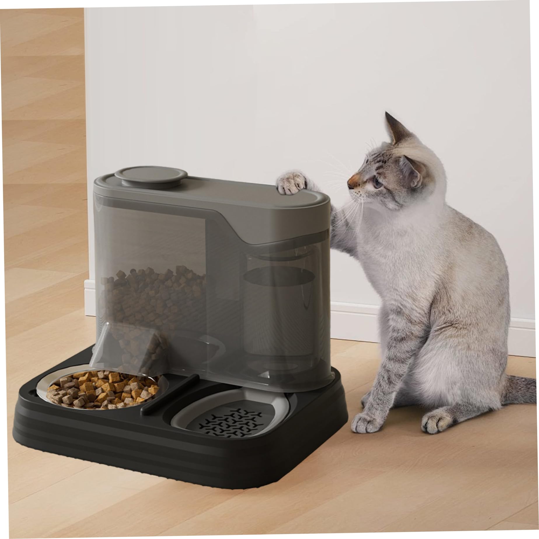 Automatischer Katzen-Futterspender, 27, 9 x 22, 9 x 22, cm, 2-in-1, großes Fassungsvermögen, Abnehmbarer, sicherer Hunde-Katzen-Futterspender und Wasserspender für Haustiere, Tiere und automatisc