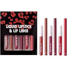 Long Lasting Lipstick and Lip Liner Set, Waterproof Lip Gloss Combo for Women, Moisturizing Lipstick with Precision Lip Liner, Smooth Lip Liner Pencil for Contouring, for Girls and Women