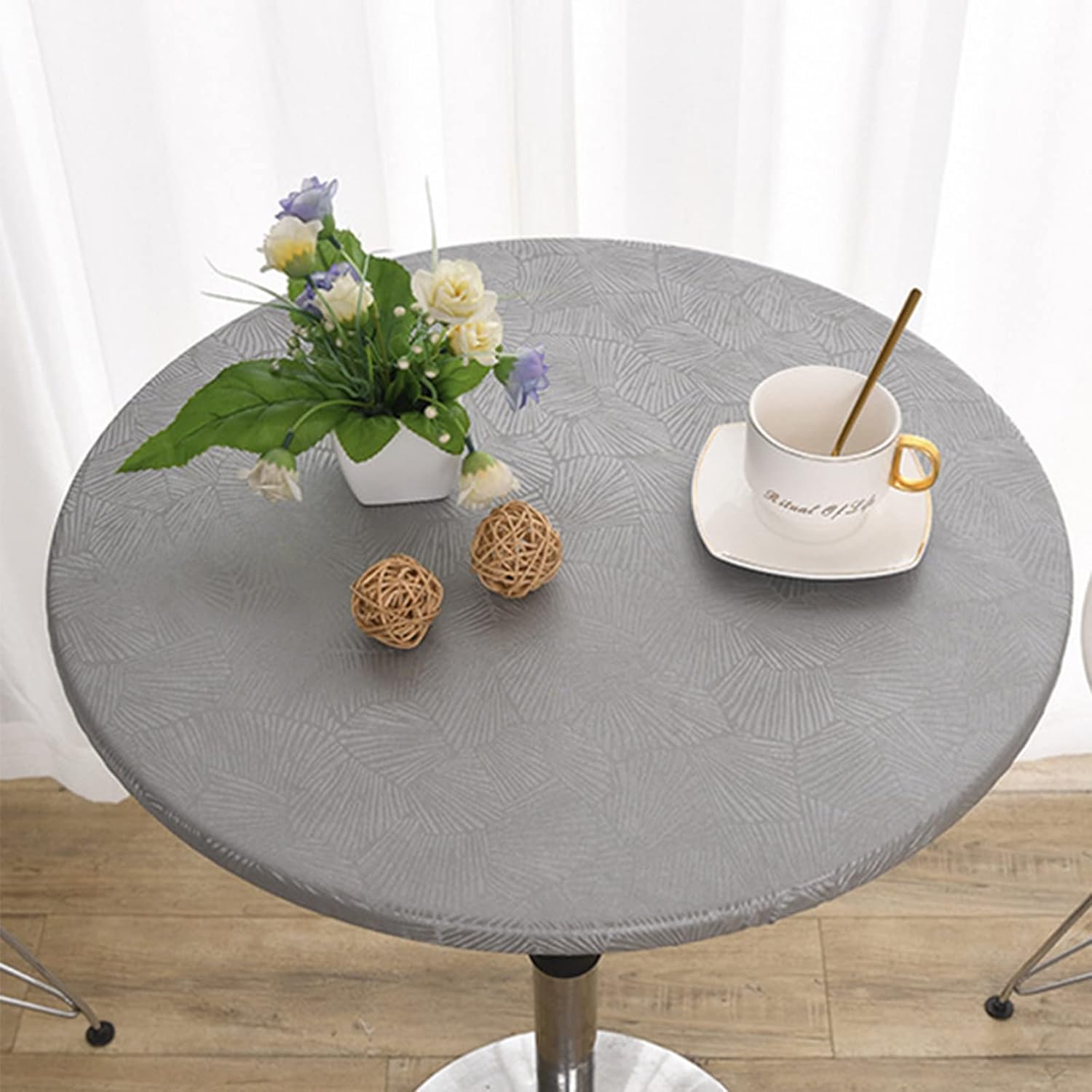 MINGPINHUIUS Elastic Edged Vinyl Round Fitted Tablecloth