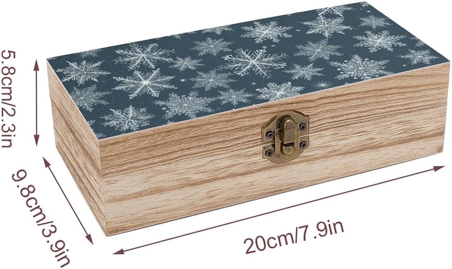 Snowflake Pattern Keepsake Box Wooden Storage Box with Lid image 2