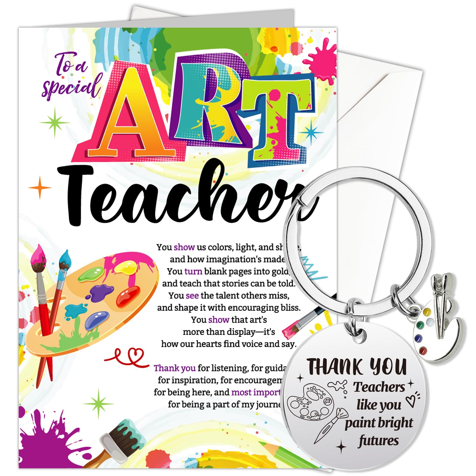 HOWAF Art Teacher Gifts, Art Teachers Card, Thank You Teacher Card & Keyring, Thank You Teachers Gifts, Leaving Gift, Appreciation Gift โ image 1
