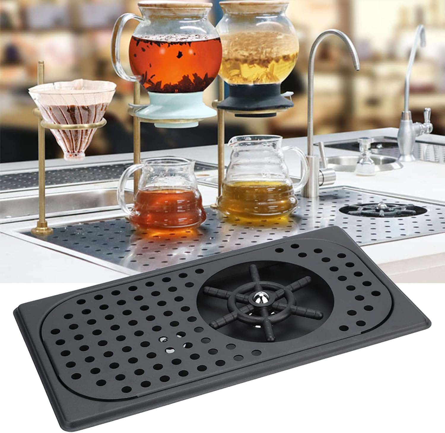 Matte Black Stainless Steel Automatic Cup Washer Cleaner Rinser Bottle Washer Kitchen Sink Accessories Bar Sink for Household and Commercial Bar Coffee Shop Use