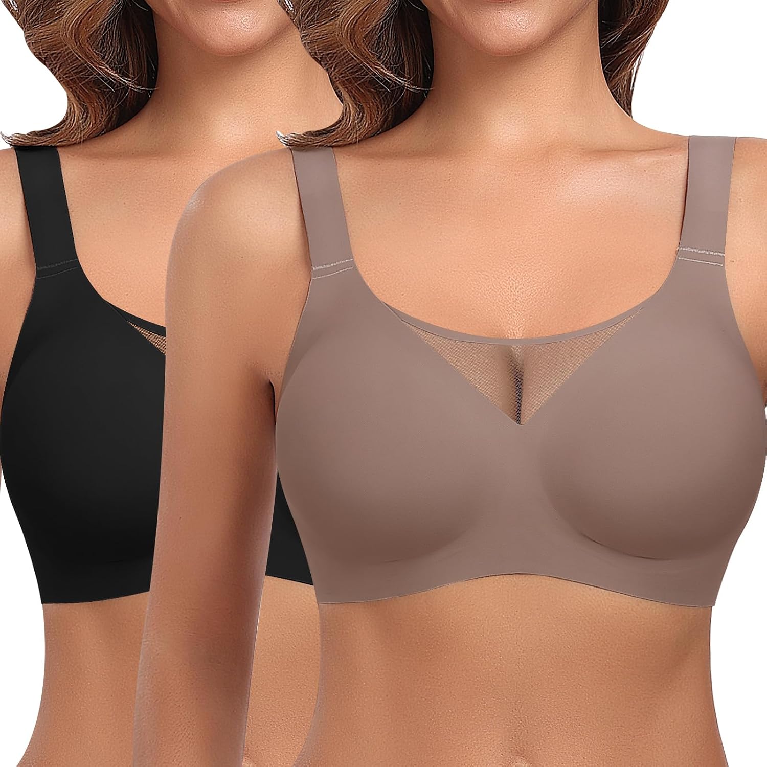 Werena Womens Jelly Wireless Bras Plus Size Minimizer Bra Full Coverage Push Up No Underwire Soft Seamless Tshirt Bralette
