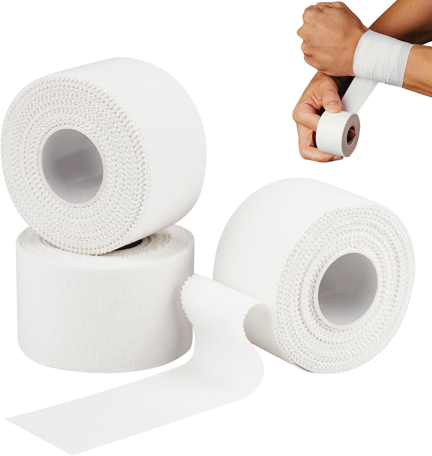 Sports Tape Strapping, White Athletic Sports Tape, 3.8cm x 10m Sports Bandage Tape, Athletic Tape, Sports Trainers and First Aid Injury Wrap, Suitable for Fingers Ankles Wrist
