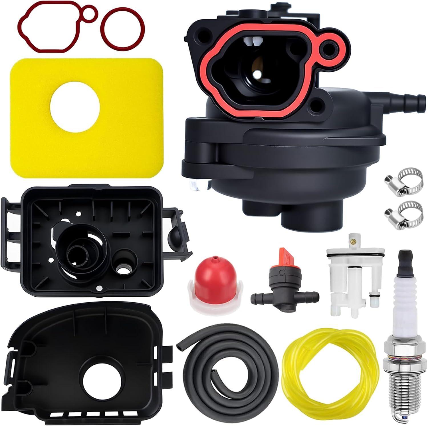 799583 593261 Carburetor With Air Filter Cover Kit Compatible With Briggs and Stratton 590556 591109 595656 591160 591979 08P500 08P502 09P602 09P702 300E 450E 500E 550E 550EX Series Lawnmower Engines