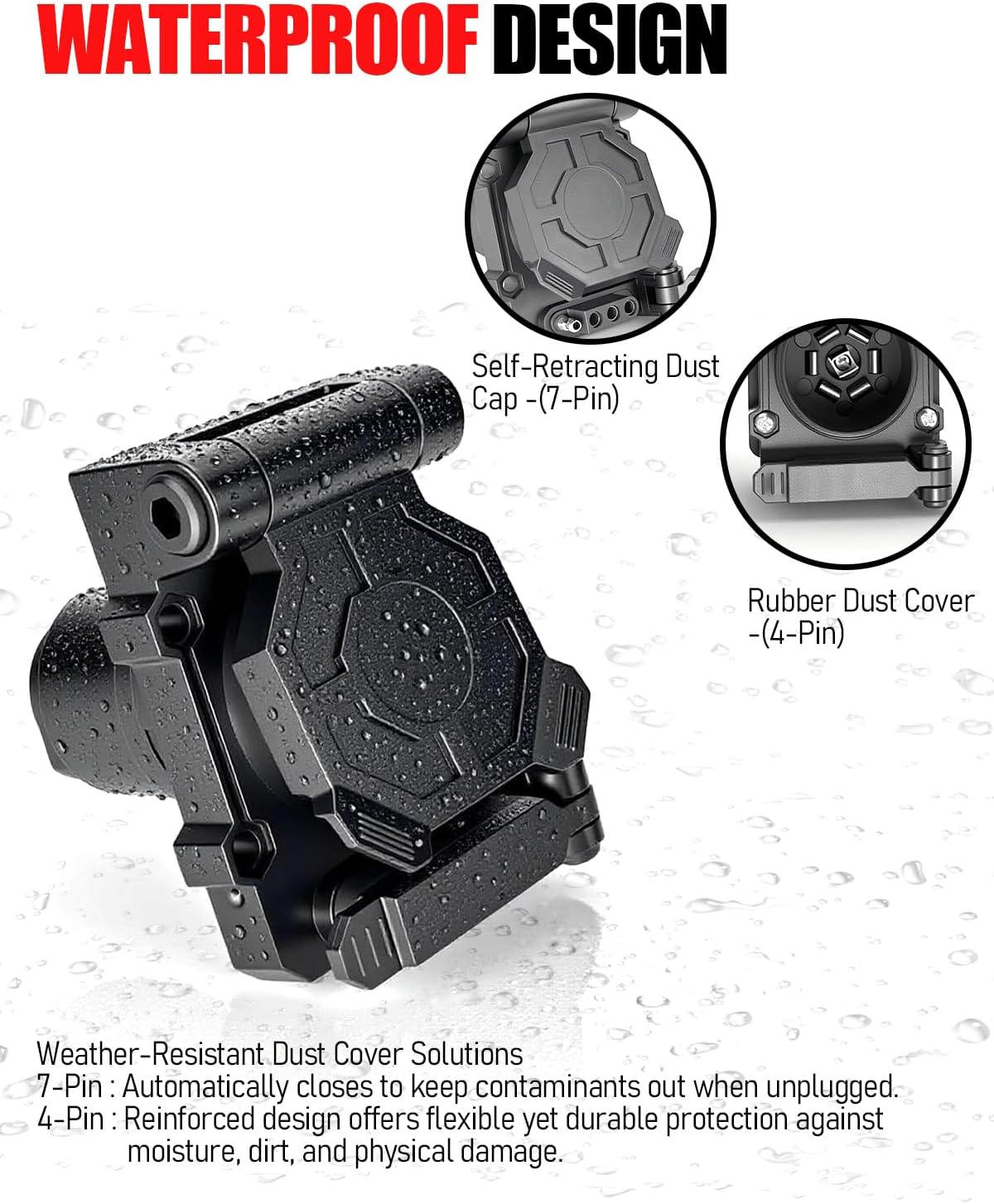7-Blade and 4-Flat Trailer Wiring Kit (7 & 4 Pin Connector), Multi-Tow Link with Mounting Bracket & 7-Way Plug, OEM Fit for Maximum Weatherproofing, for Trucks, RVs, Utility Trailers