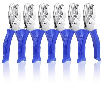 MAQUITA Hole Puncher 6-Pack, Craft Hole Punch Set 1/4" for Scrapbooking Card Making, Circle Heart Star Shapes Punch Tool, Lightweight with Soft Grip
