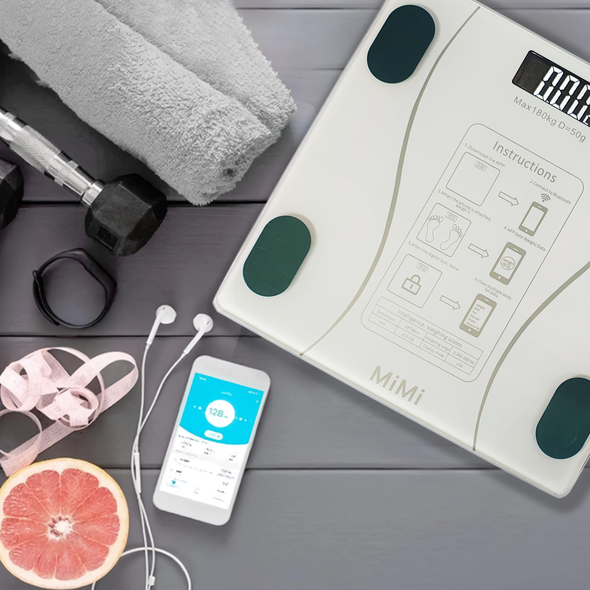 Atom Aliston P1 Series Smart BMI Weight Machine for Body Weight With 16 Body Parameters Synced with Mobile App, Body Fat Analyser Machine | Capacity 180Kg | A MM 1 Smart BMI Scale (Color May Vary) 2