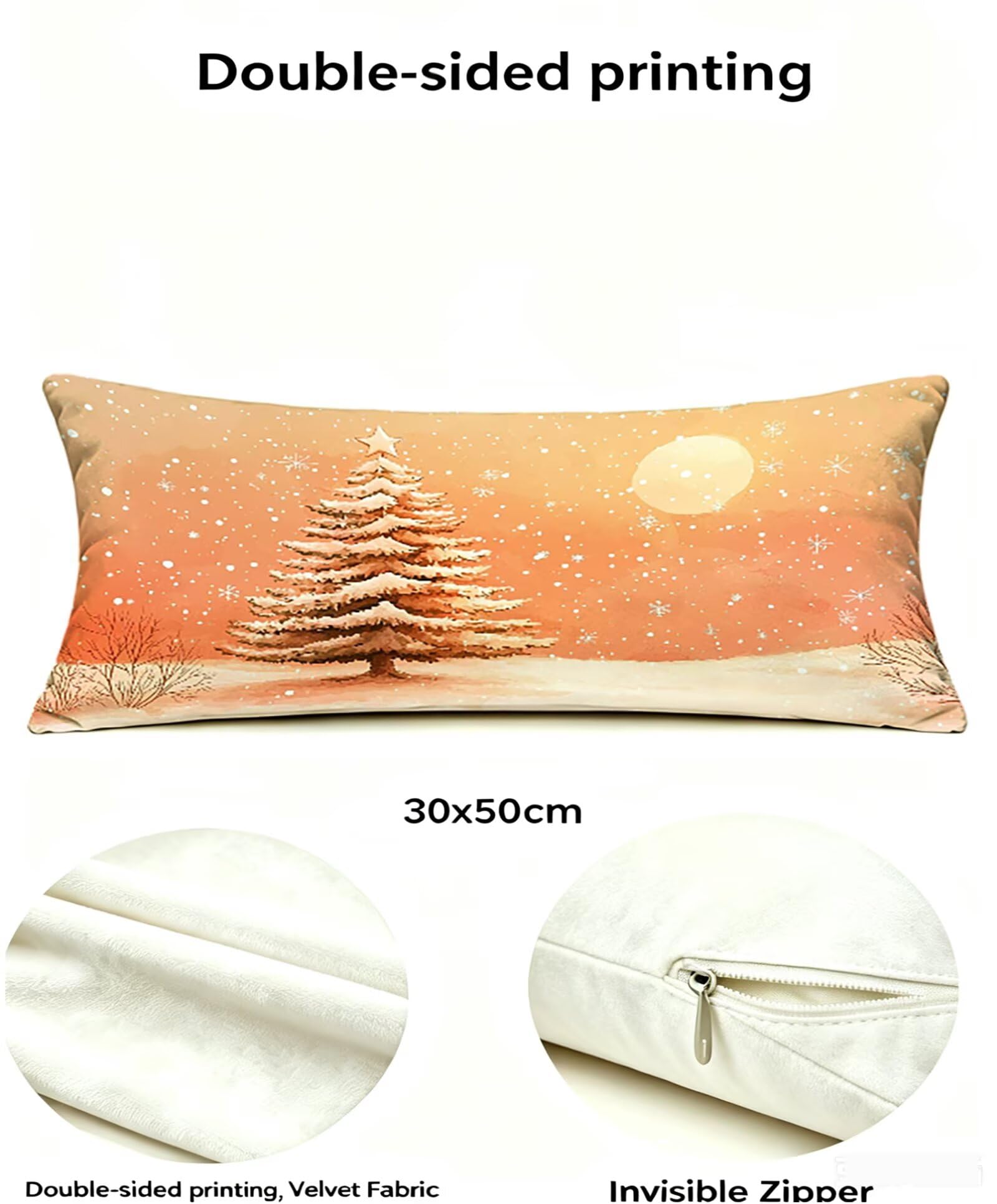 Sonnenuntergang Kissenbezug 60x80 Weihnachtsbaum Kopfkissenbezug 2er Set ,Wohnaccessoires & Deko ,Weich und Atmungsaktiv Samt Stoff mit Verstecktem Reißverschluss für Bett Sofa Kissen Dekokissen-86309