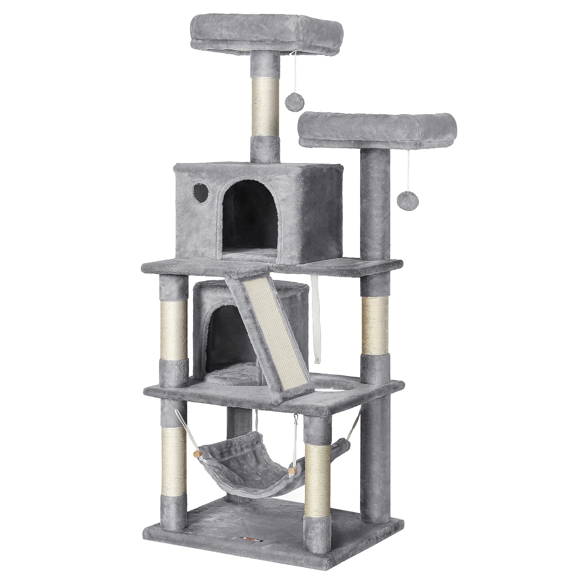 Buy FEANDREA Cat Tree, Cat Tower with 2 Cat Caves, Hammock, 61 Inches
