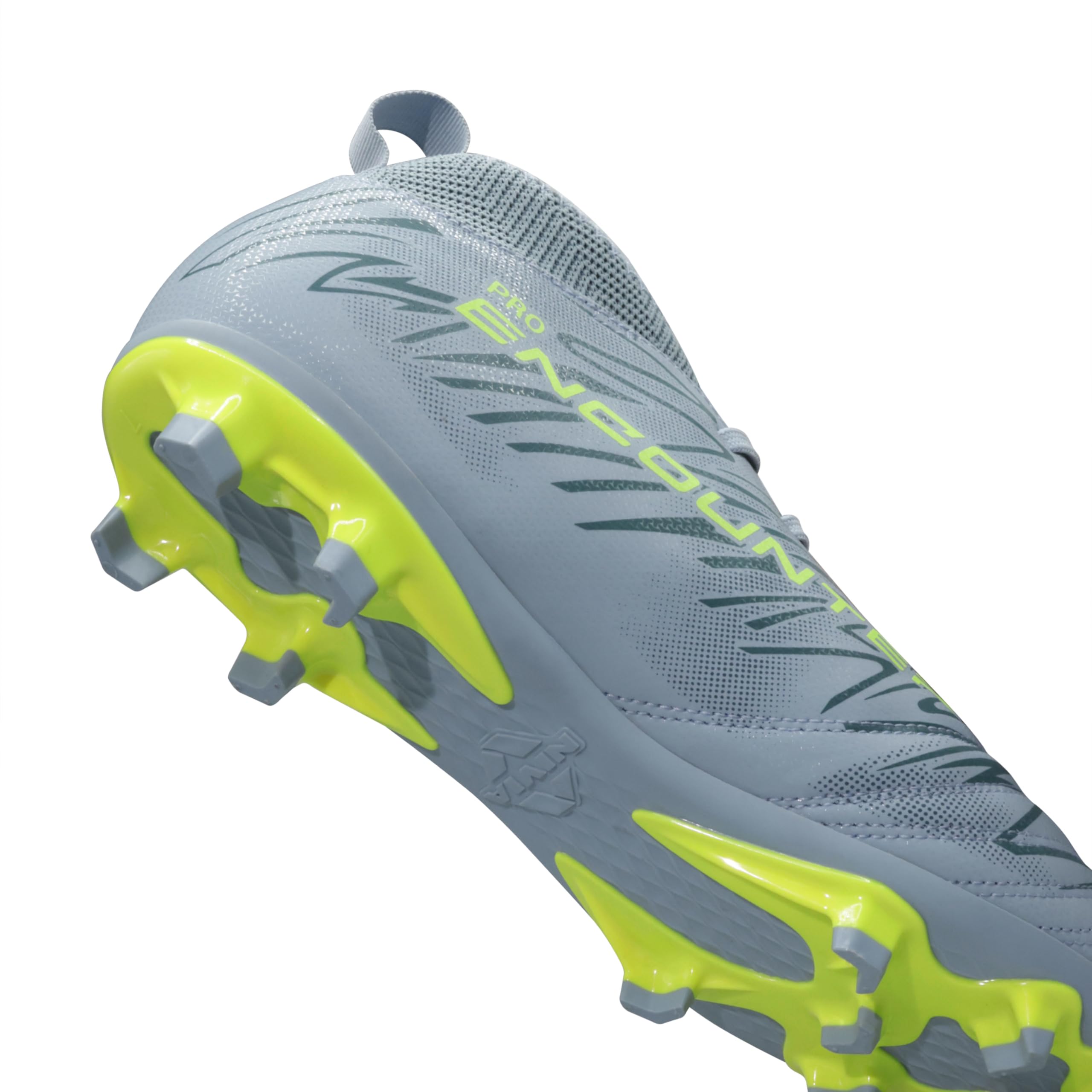 Nivia Encounter Pro 11 Football Stud for Men, Synthetic Leather Upper with Double Color TPU Sole, Ideal for Hard and Grassy Surfaces, Comfort Grey, UK08 3