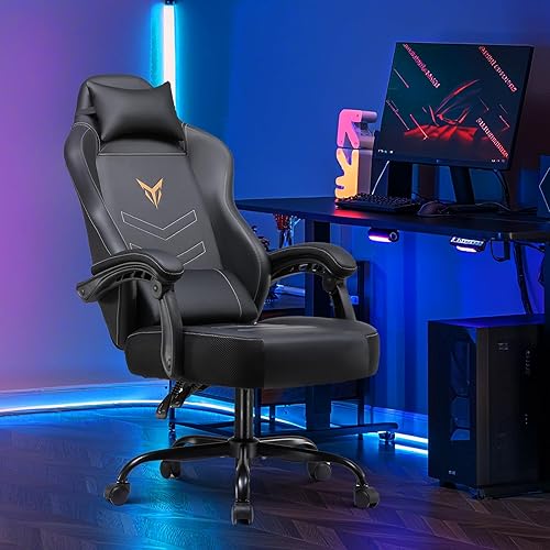 Miniatura 8 de GTPLAYER Silla para juegos, silla reclinable con reposacabezas y soporte lumbar, reposabrazos de conexión, silla ergonómica para juegos, respaldo