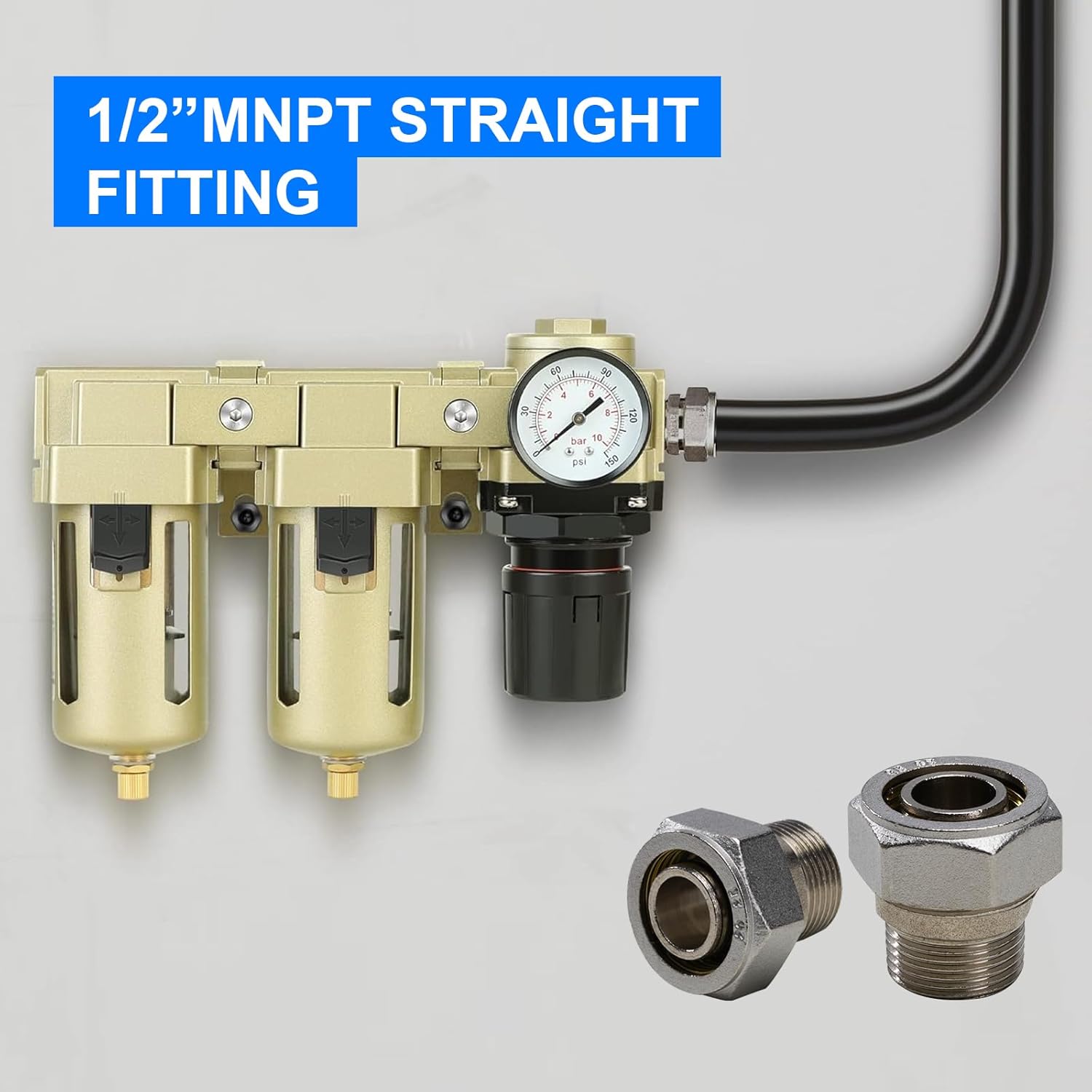 AXILIZE 2 PCS 3/4-inch Straight Air Line Piping Fittings for 3/4-Inch Tubing with 1/2 Inch Male NPT Thread Compatible with Shop Air Line Kit 3/4 inch