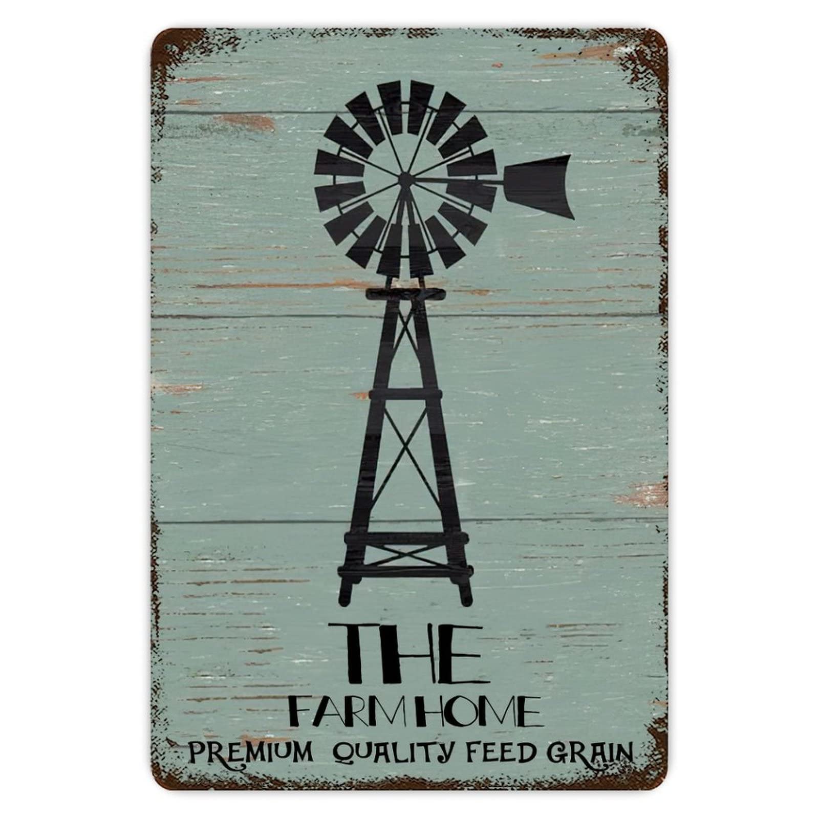 ENEDNATE Rustic Aluminum Sign Farm Home Sawyer Mill Charcoal Windmill Tin Metal Sign Retro Home Kitchen Room Wall Door Hanger Decor Sign 8x12 inch