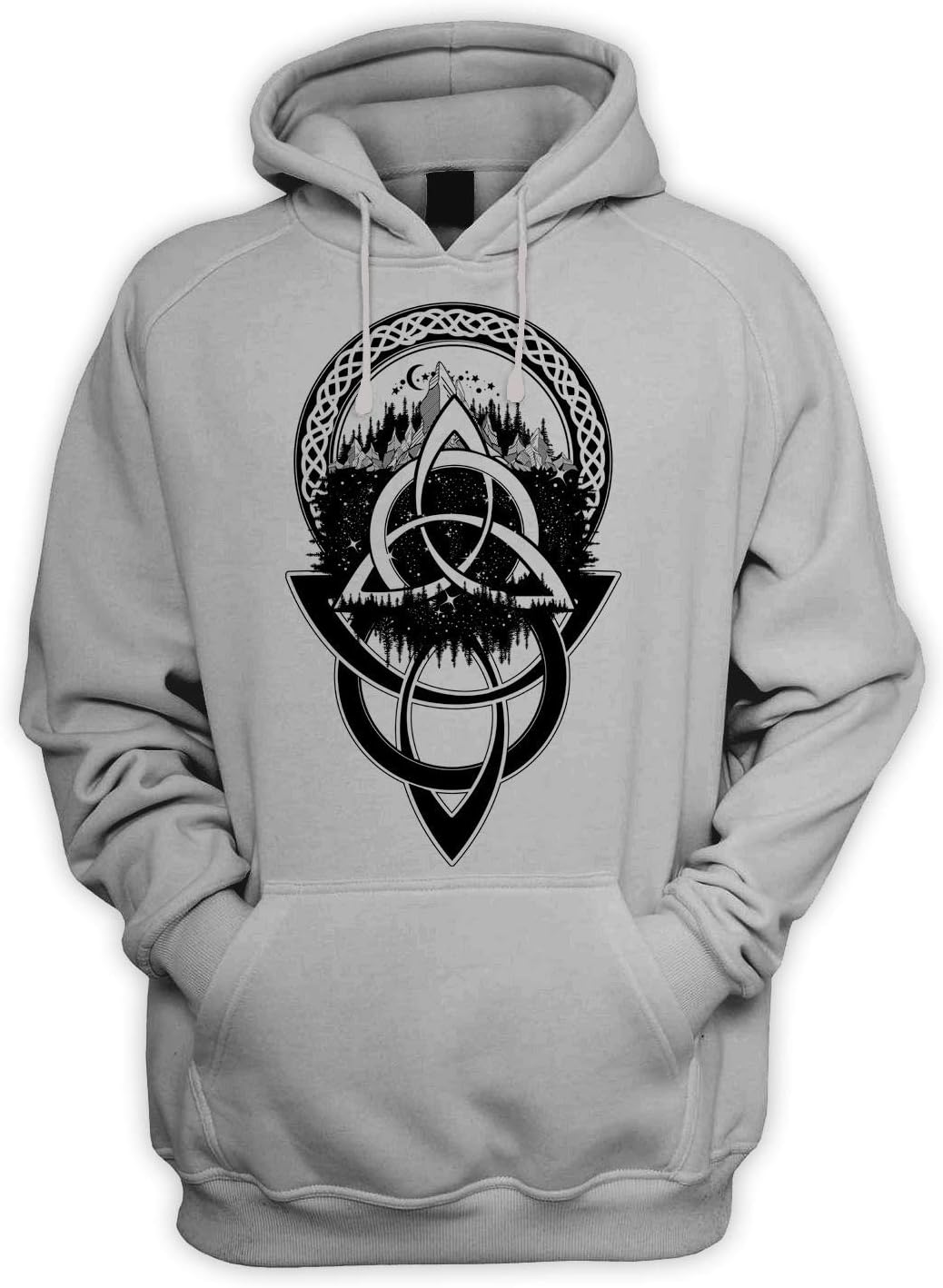 Celtic Knot with Mountains Design Tattoo Hipster Men's Pouch Pocket Hoodie Hooded Sweatshirt