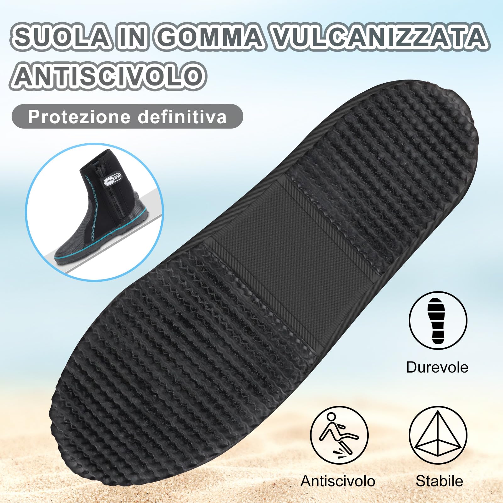 Gimilife Calzari Sub, Calzari da Subacquea 5mm, Calzari Sub Unisex, Calzari Surf con Suola Antiscivolo, per Beach Volley,Snorkeling, Immersioni subacquee, Surf
