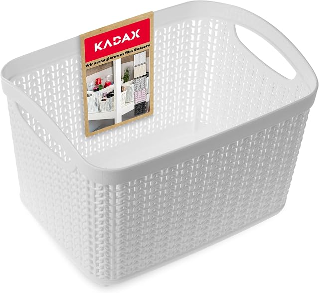 KADAX Plastic Storage Basket, Storage Box for Bathroom, Kitchen, Children's Room, Lightweight Universal Basket with Handles, Storage Container, Rectangular (6.6 L, White)