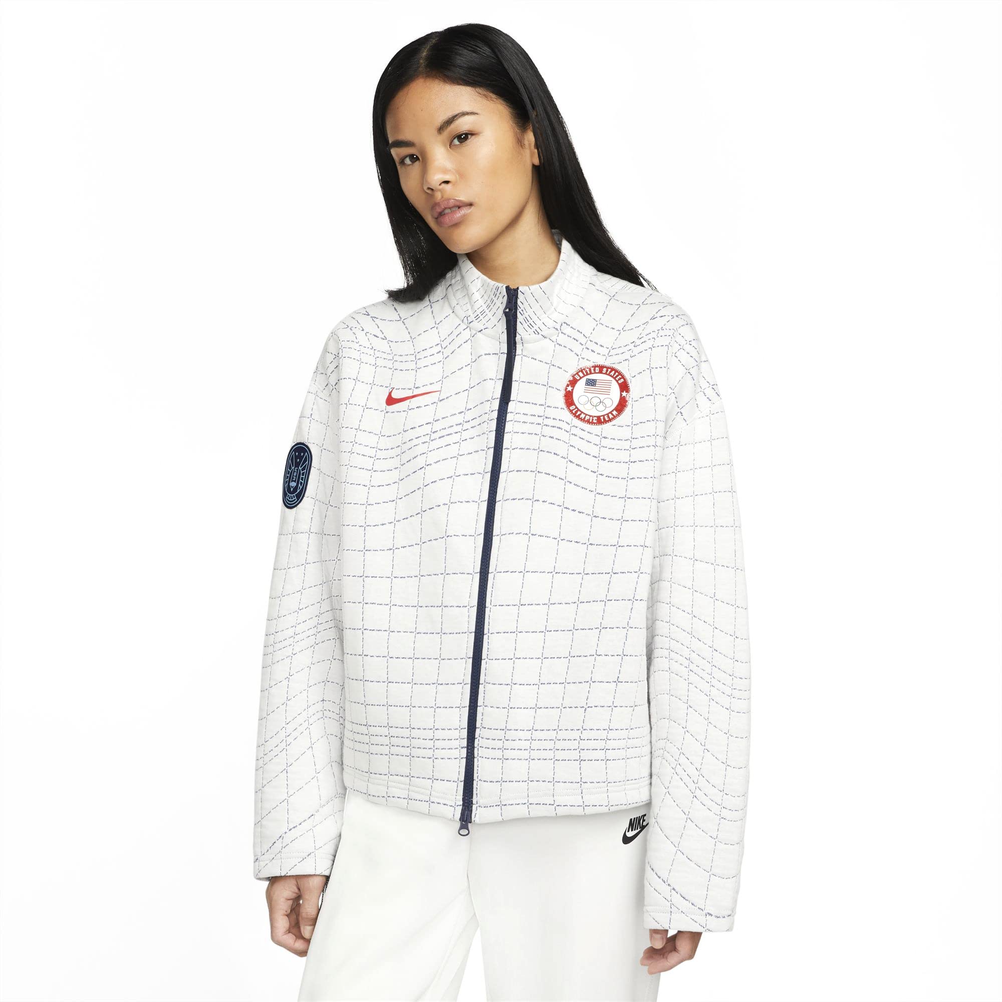 NikeSportswear Therma-FIT Tech Pack Women's Team USA Engineered Full-Zip Jacket, Summit White/Court Blue/Sport Red (US, Alpha, XX-Large, Regular, Regular)