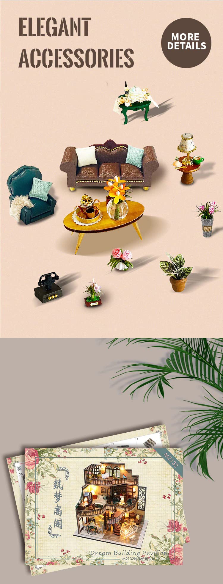 Villa Building Set in miniatura – Legno fai da te modello hobby kit – Villa con luce LED – Decorazione fai da te casa – Regalo per adulti