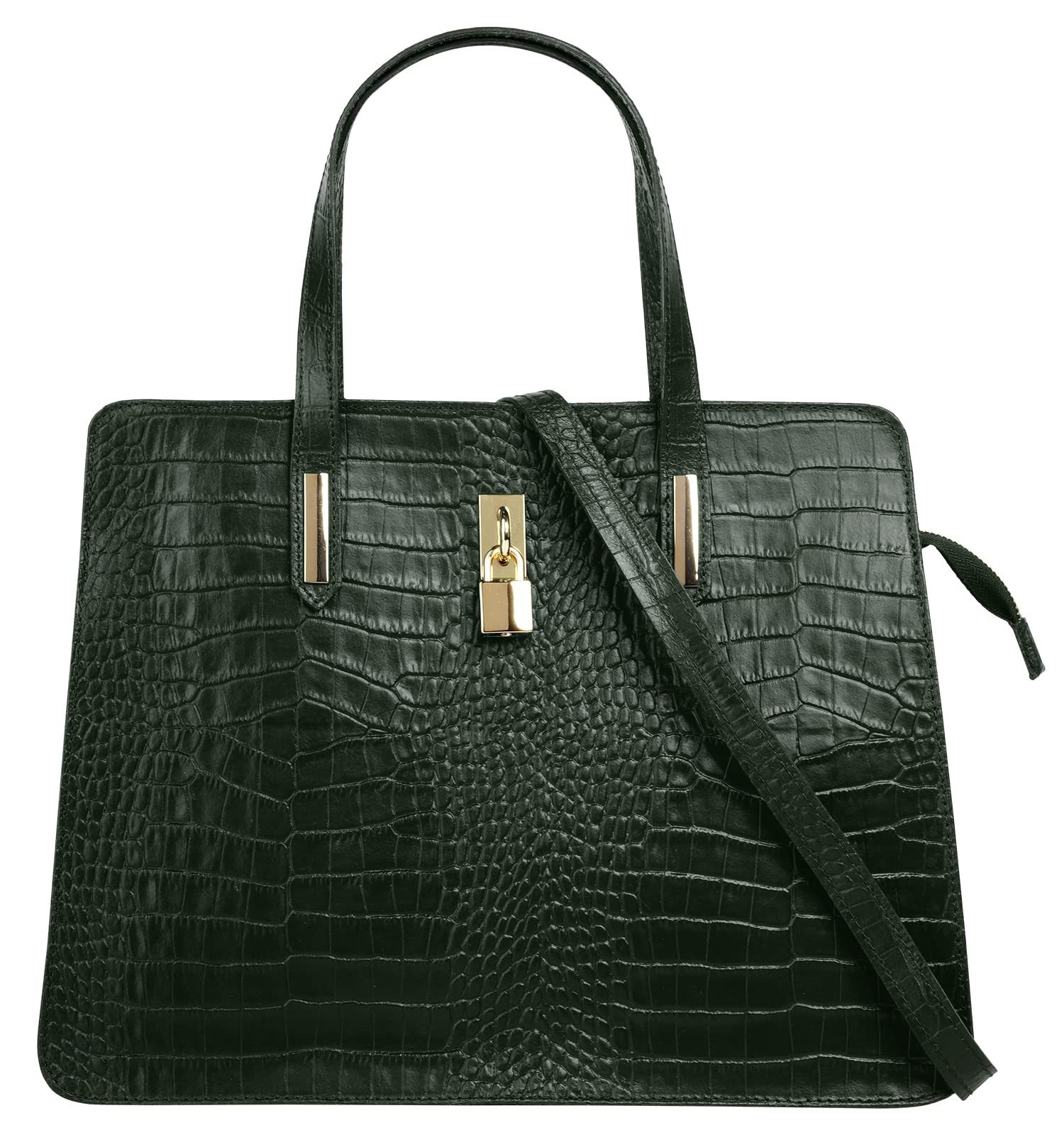 Cluty Handtasche Echt Leder Damen | Kroko-Design, Made in Italy, Smartphonefach