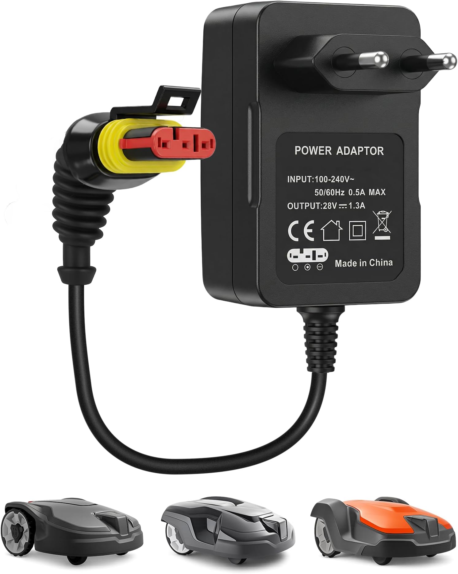 Adapter Charger Source 28V 1.3A Compatible with Husqvarna Automower 105, 310, 315, 315X, 305, 310 Mark II, 315 Mark II Lawnmowers, Cutting Robots, Charger for Gardena R50Li, R40Li, R45Li
