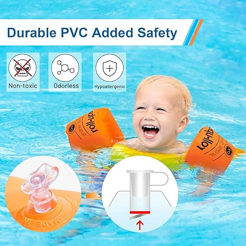 Miniatura 3 de Flotadores de brazo para niños, flotadores de entrenamiento de natación y gafas de natación para niños con antivaho y anti-UV (paquete de 4),