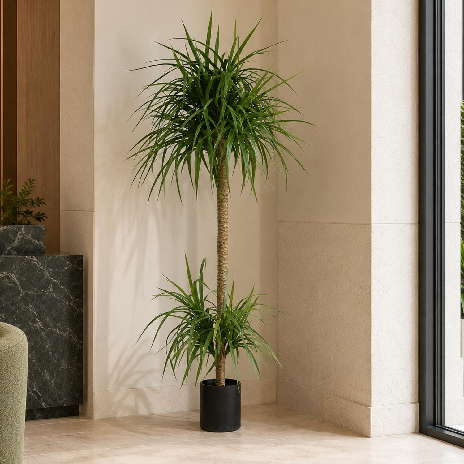 180cm Dracaena Artificial Tree - Realistic Green Spiky Leaves - Leaf Brand