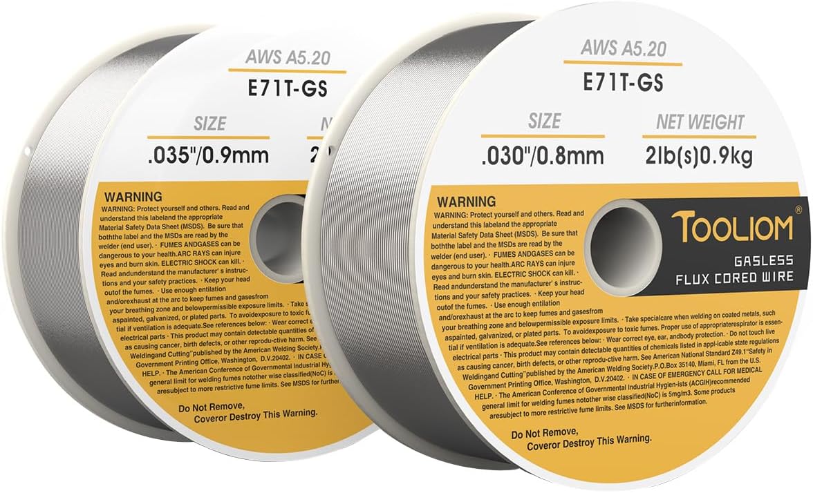 TOOLIOM Flux Core Gasless MIG Wire E71T-GS .030" Diameter 10-Pound Spool Flux Core Self-shielded Carbon Steel MIG Welding Wire