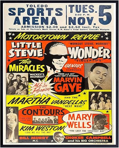 Motown Black Music - Arte de pared afroamericano - Arte negro - Cultura afroamericana - Historia - Stevie Wonder, carteles de concierto de Marvin