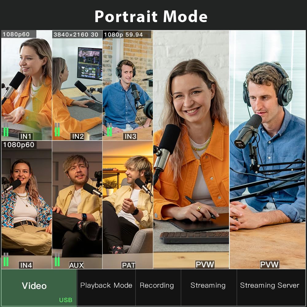 Stream-1 HDMI Super Source Camera Video Switcher Mixer with PTZ Cam Control,REC, NDI Updatable and Landscape & Portrait Livestreaming