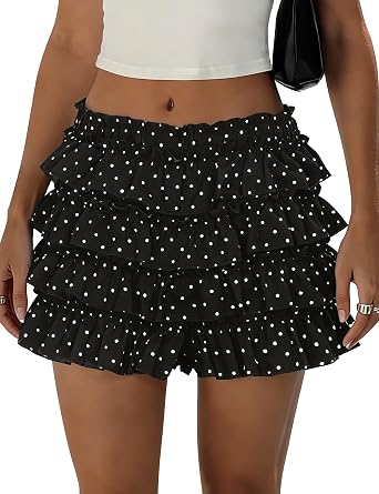 FOMELY Womens Ruffle Shorts Y2K Bloomer Shorts Puffy Mini Bloomers