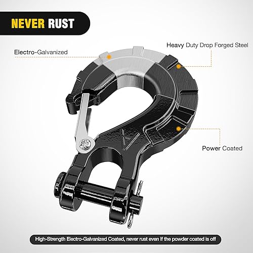 Miniatura 6 de Nilight Gancho de cabrestante de acero forjado de 38 pulgadas grado 70, cierre de seguridad para cabrestante y juego de ganchos deslizantes de