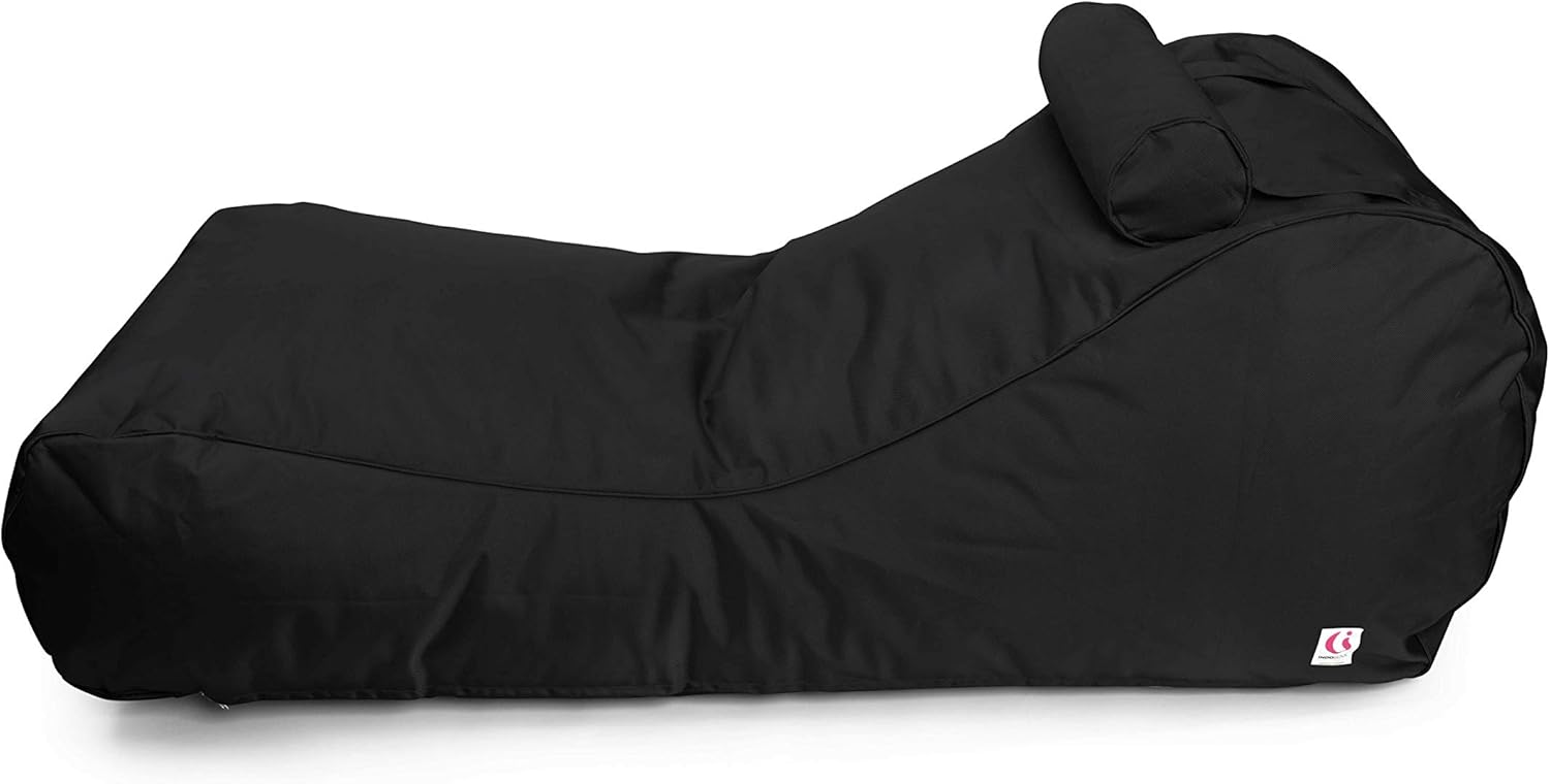 INDOSOUL Indoor Outdoor Bean Bag Chair | Canggu | Outdoor Living and Furniture |****Cover ONLY- Requires Filling****| Portable Luxury Beanbag (Black)