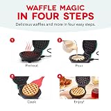 Dash Mini Waffle Maker- Compact Electric Iron for Creative Homemade Treats - Nonstick Surface - Easy-to-Clean - Perfect for Kids & Families - Red