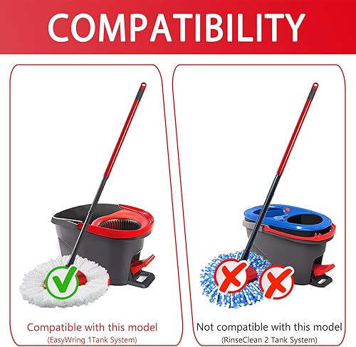 Miniatura 2 de Repuesto de cabezal de trapeador giratorio cabezal de repuesto compatible con EasyWrin, 6 repuestos de mopa giratoria de microfibra, 1 base, cabezal