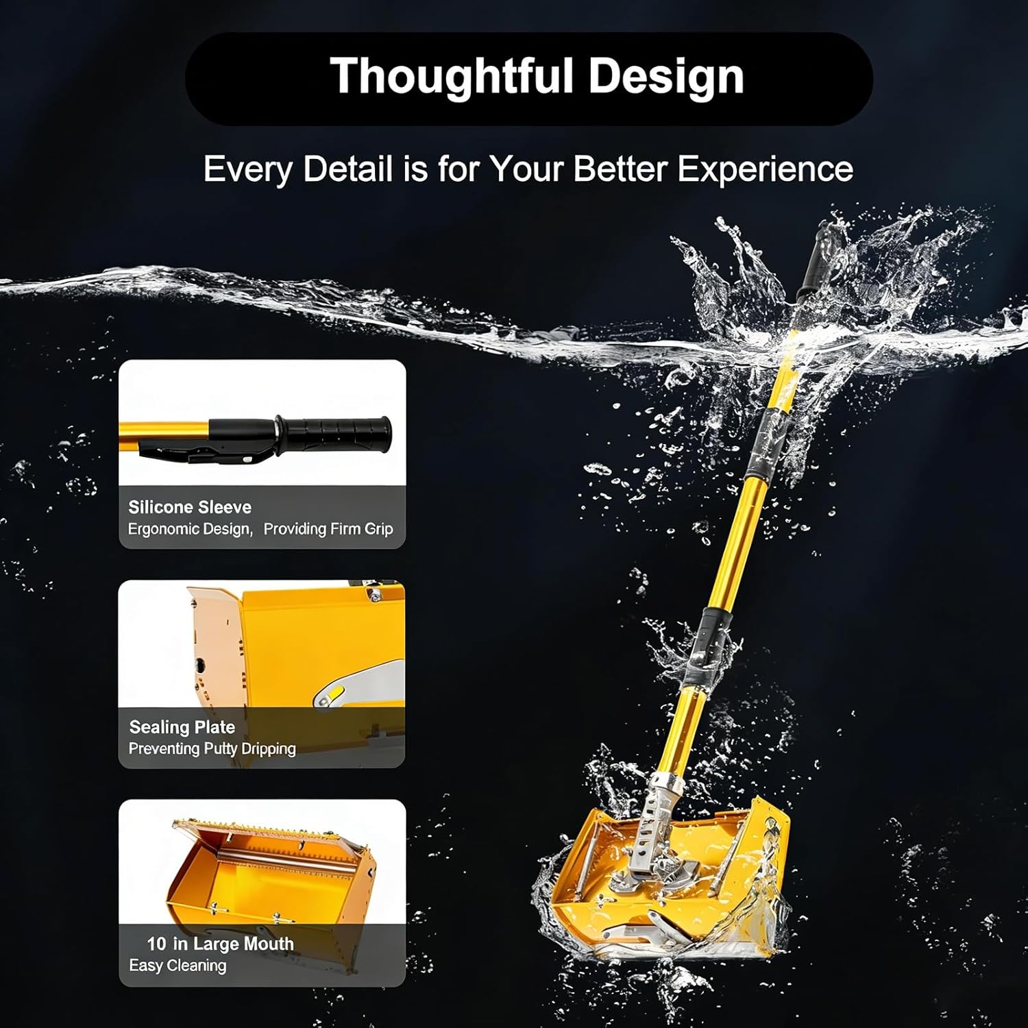 Drywall Flat Finishing Box Tool, Professional Drywall Tools with Extension Handle, Drywalls Smoothing Tool, 10inch Width, 120° Adjustable Wallboard, for Plasterboard Wallboard Sheetrock